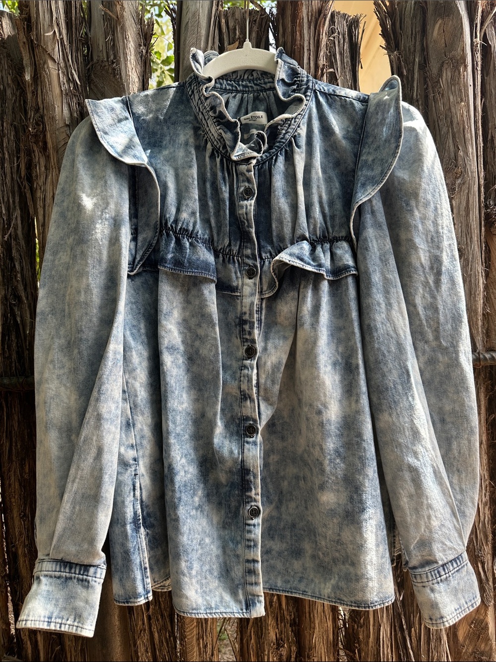 Isabel Marant Étoile Chemise Idety NWT Blue Acid-Wash Shirt in Size 36